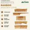 Picture of Avino organic pure neem wood combs pk of 5 different combs promotes hairgrowth, reduces hairfall 