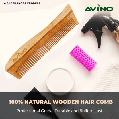 Picture of Avino Neem Wood Anti Hair Fall Regular BINA Curve Comb